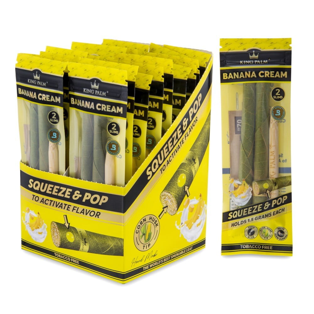 KING PALM 2 Pack [Banana Cream Slim Rolls] 20ct - wholesale Smoke Shop