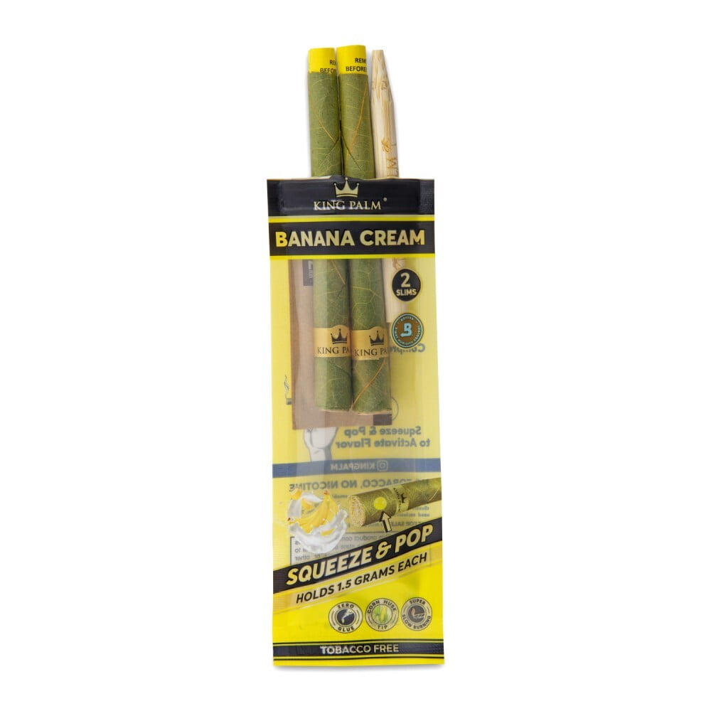 KING PALM 2 Pack [Banana Cream Slim Rolls] 20ct - wholesale Smoke Shop