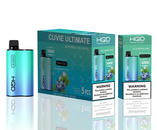 HQD Cuvie Unlimited BLUBERRY MINT 5000 puff Box of 5 - wholesale Smoke Shop